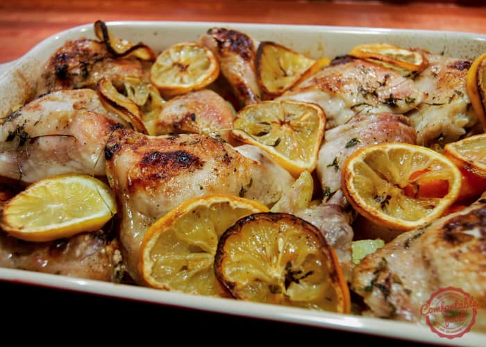 A simple recipe for roasting chicken with lemon and vegetables.