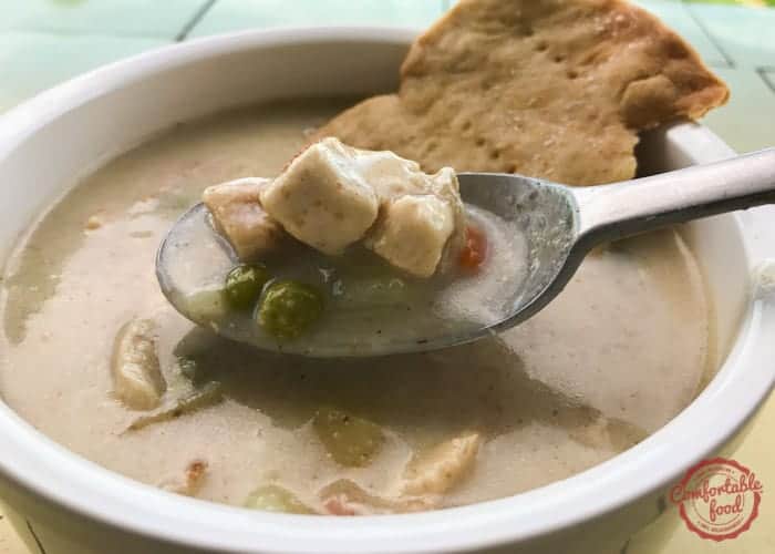 Chicken pot pie as a soup recipe.