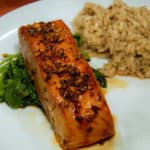 A recipe for broiled salmon with honey and soy.