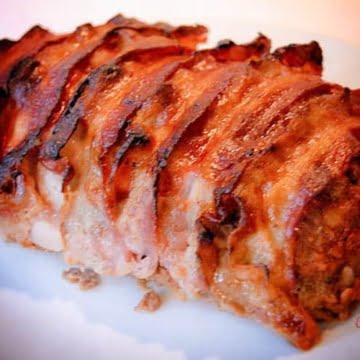 Super yummy bbq bacon wrapped meatloaf