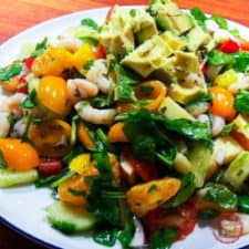 very colorful shrimp cilantro orange spinach salad THUMB