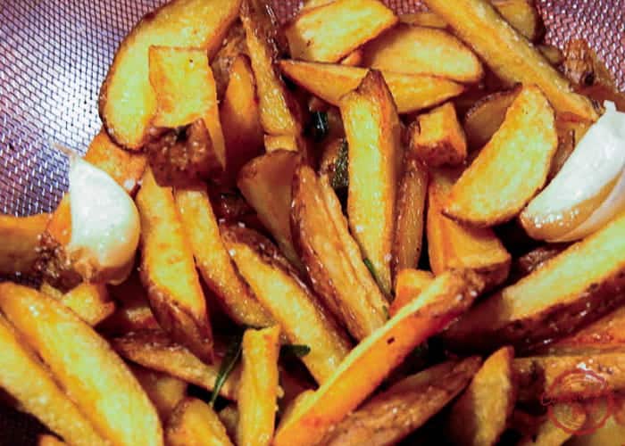 Italian style French fries with garlic and rosemary.