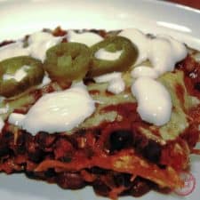 Vegetarian Black Bean Enchilada Casserole 2 A latin inspired vegetarian black bean casserole recipe.