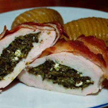 Bacon wrapped stuffed chicken breasts