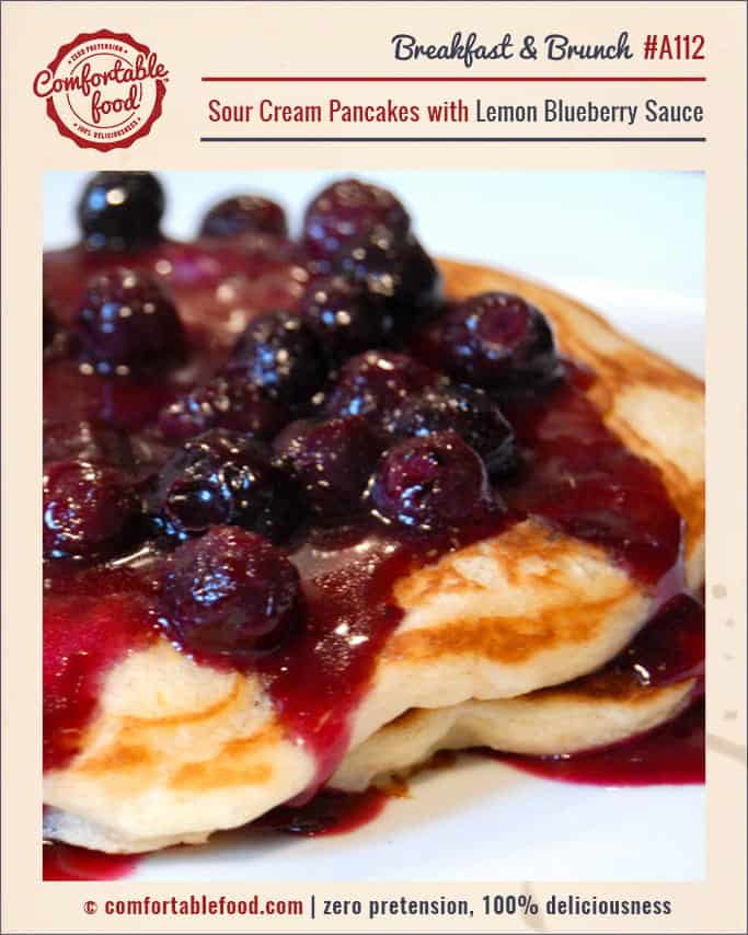 Sour Cream Pancakes With Lemon Blueberry Sauce Comfortable Food