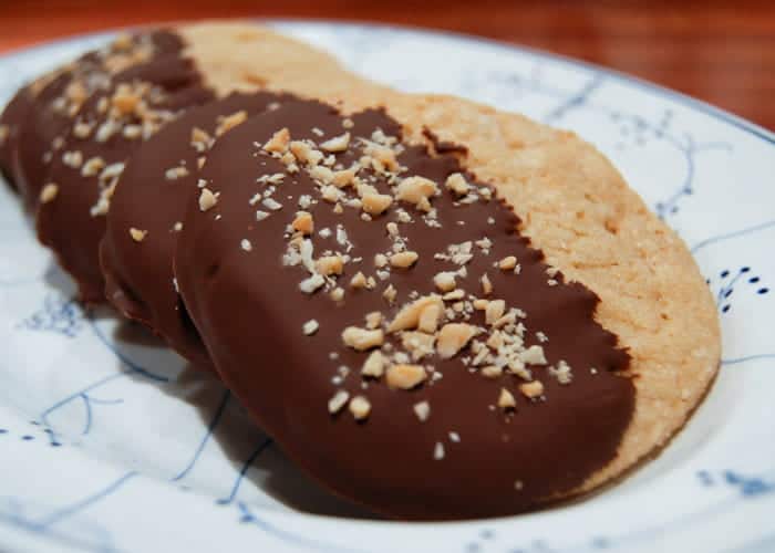 Chocolate Dipped Peanut Butter Cookies from Comfortable Food.