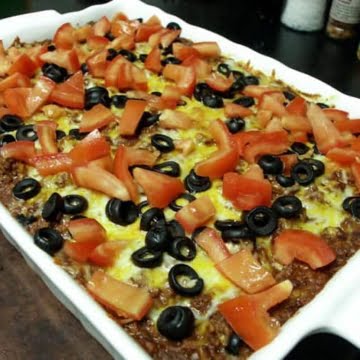 Taco Casserole 2 Beef and bean taco casserole