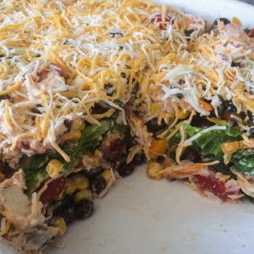 BBQ Ranch Chicken Salad in a cake pan!