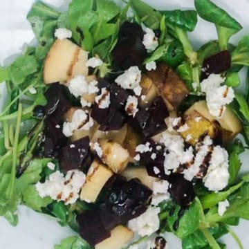 Pear beet and goat cheese salad