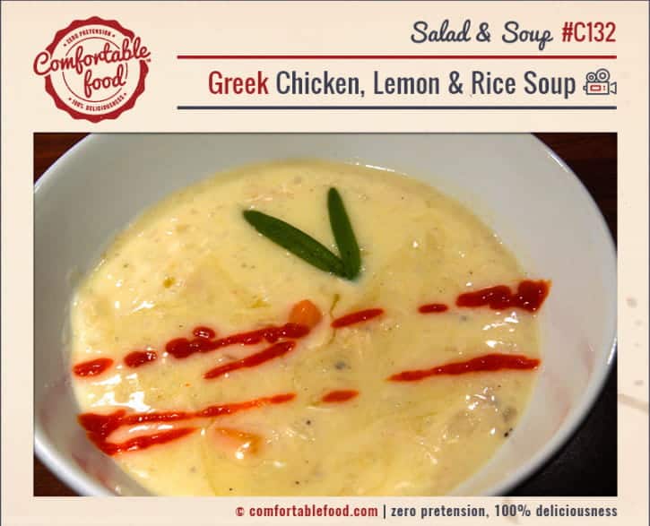 Greek Inspired Chicken, Lemon & Rice Soup with Video Comfortable Food