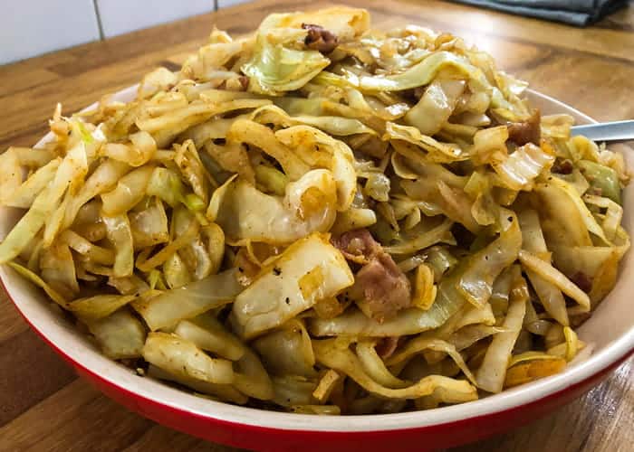 Southern Style Fried Cabbage With Bacon 2 Cabbage with bacon