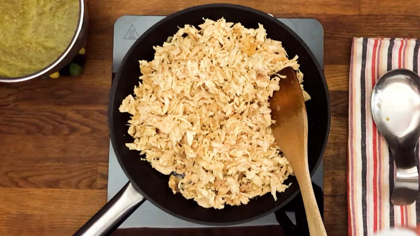 shredded chicken cooking