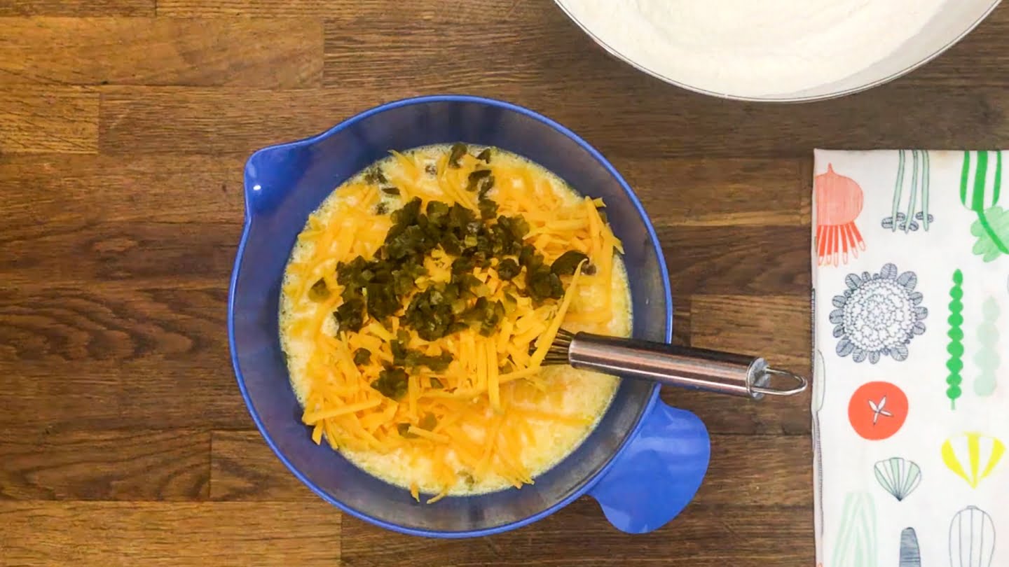 sharp cheddar cheese, and jalapenos in a bowl