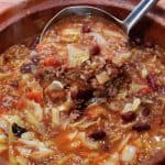 cabbage soup serve in a brown bowl