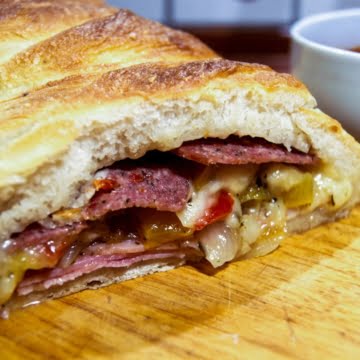 stuffed stromboli with salami and cheese