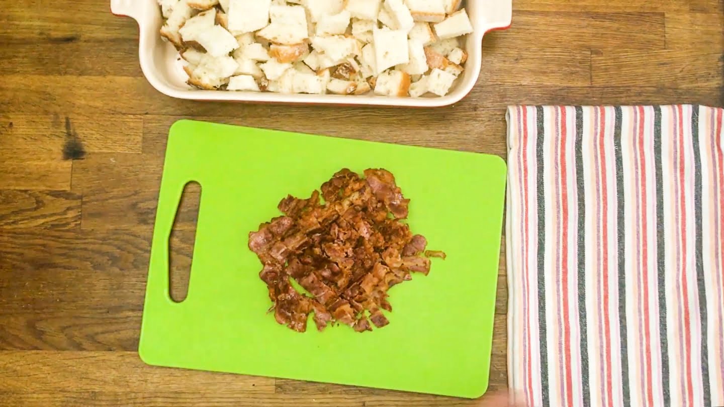  bacon into cubes