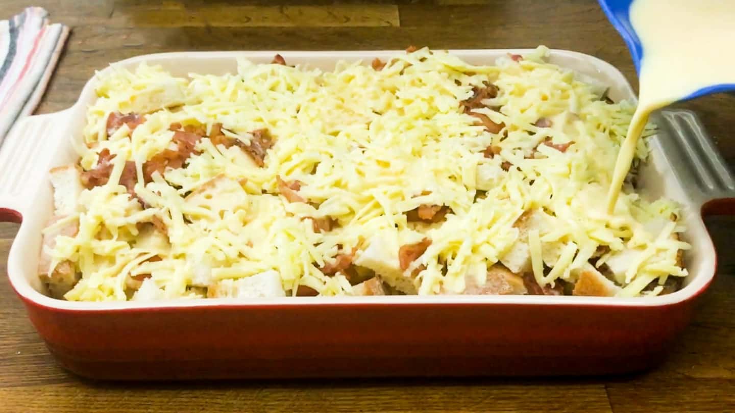 egg mixture over the top of casserole