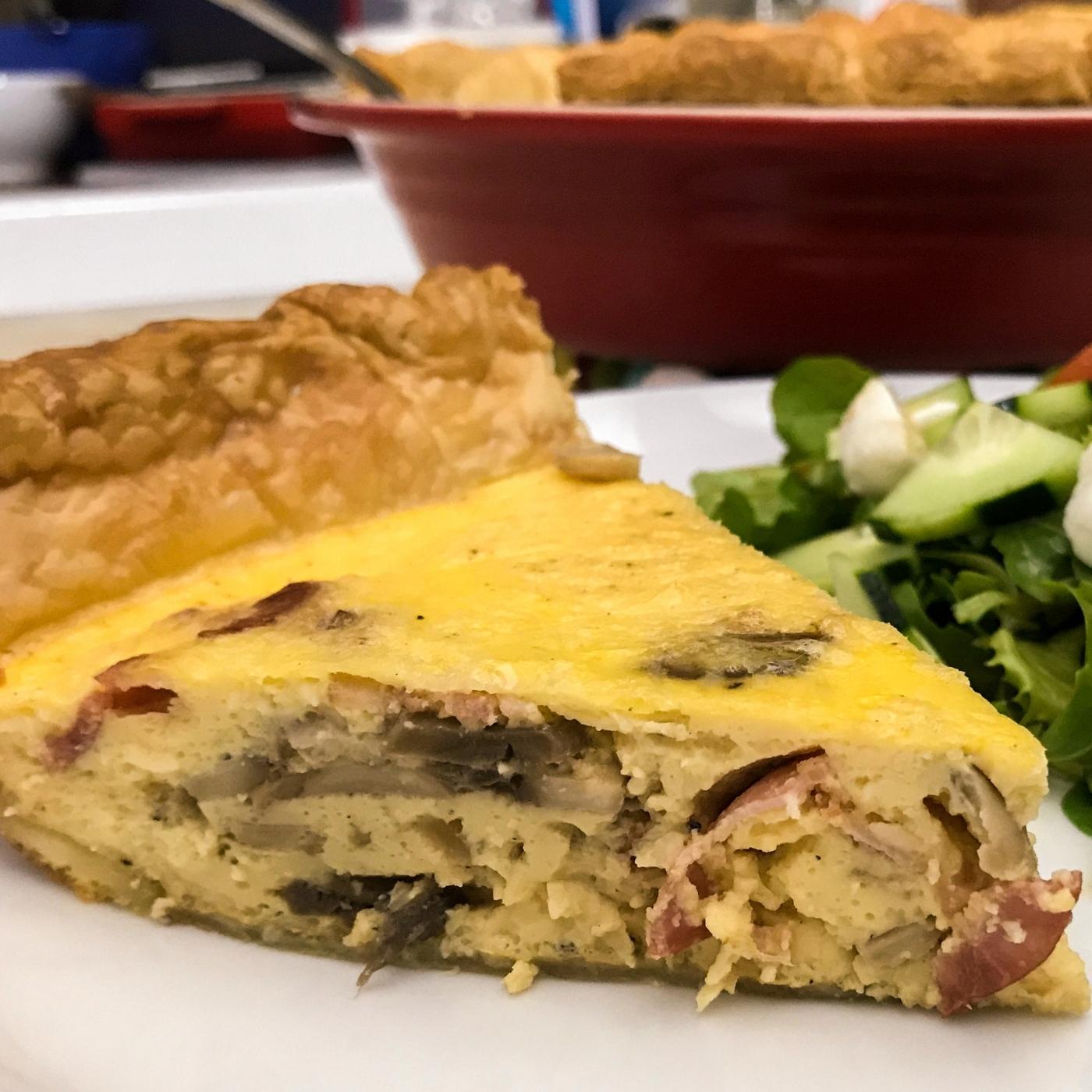 Bacon quiche with mushroom and shallot