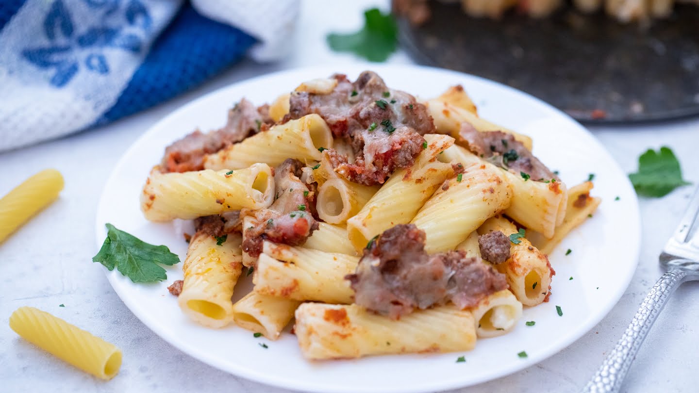 stuffed rigatoni  on a plate 