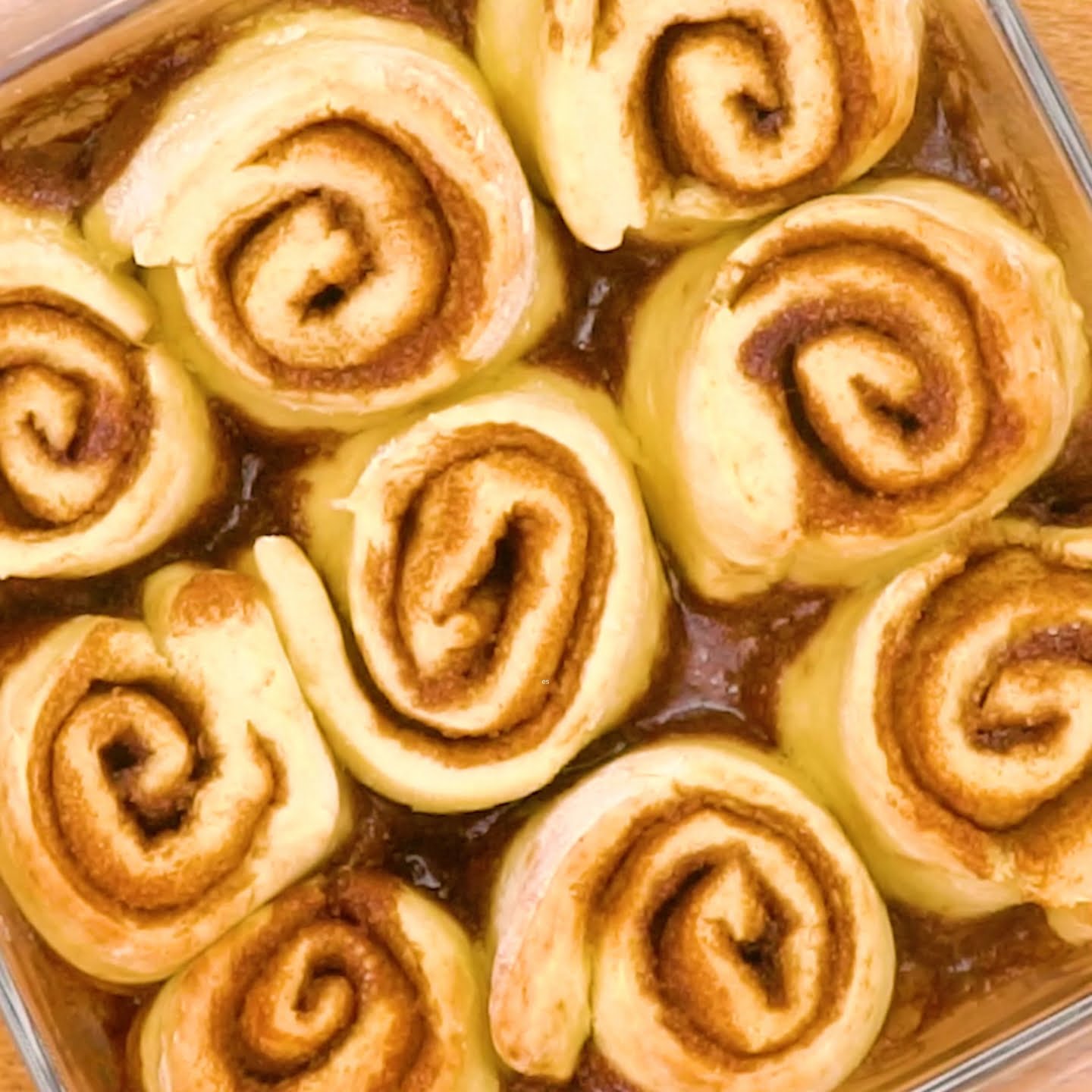 baking cinnamon rolls until golden brown