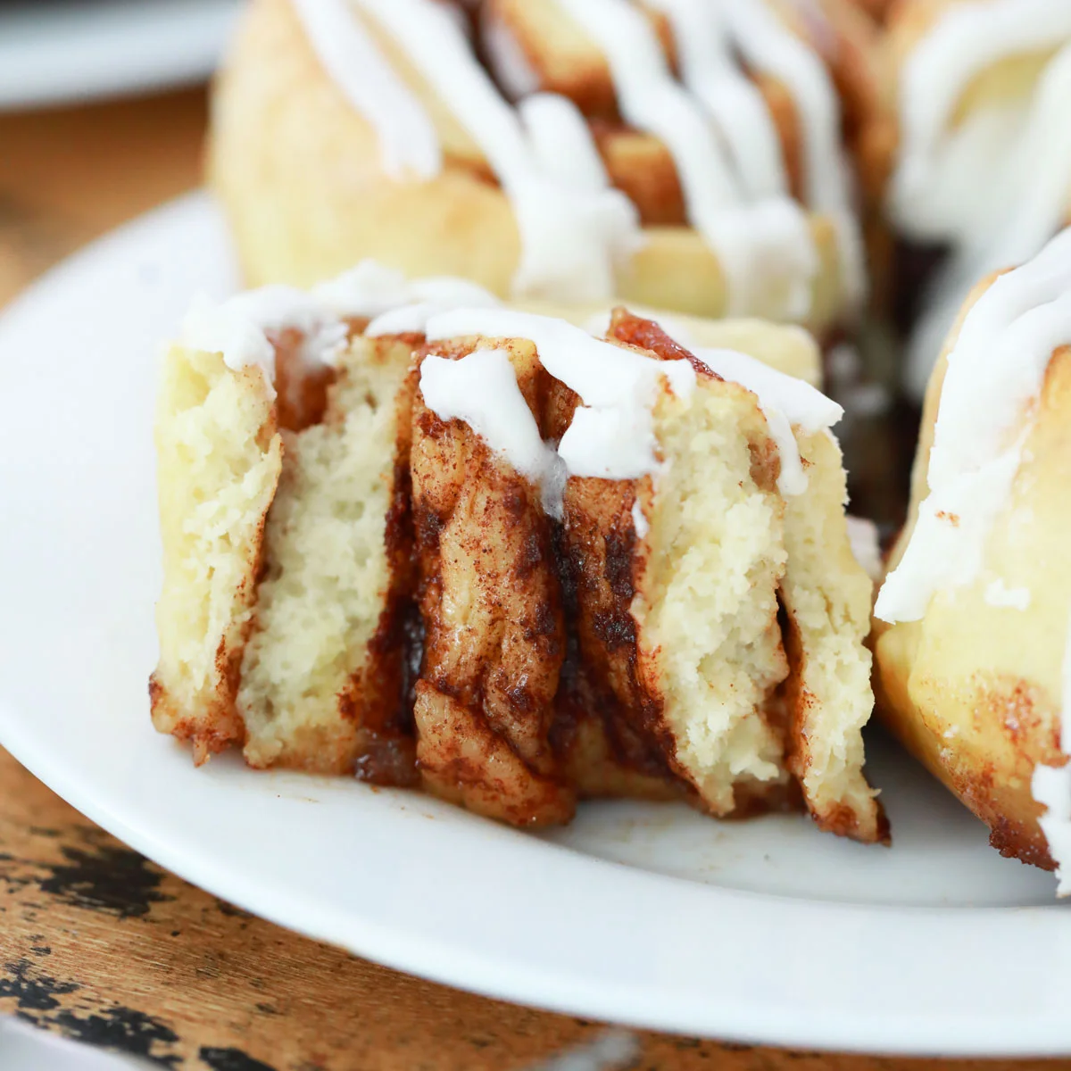 half cinnamon roll with icing