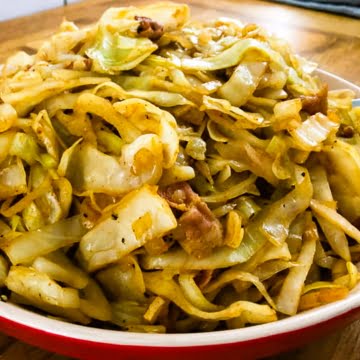 Fried cabbage with bacon freatured