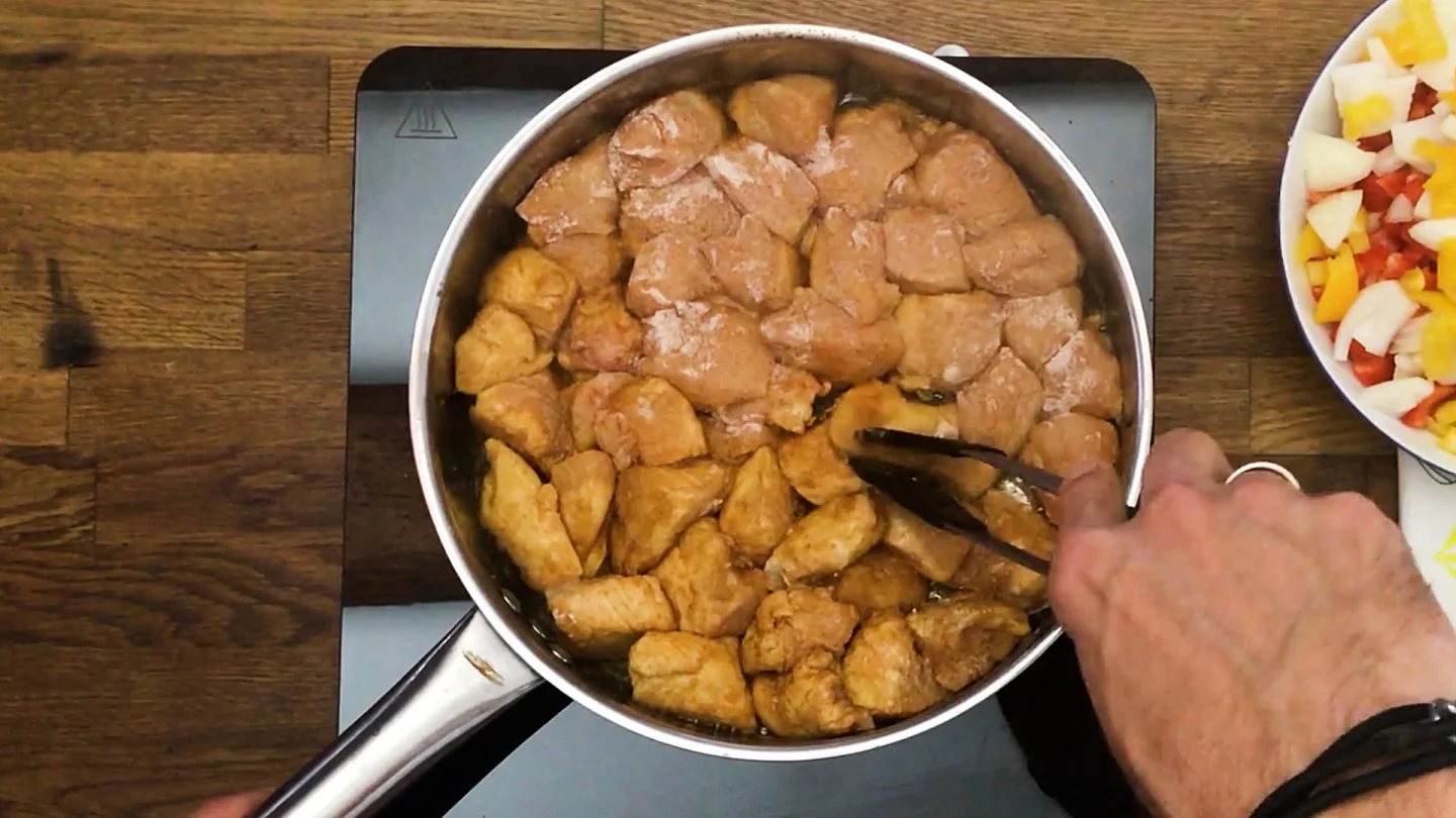 chicken pieces cooking