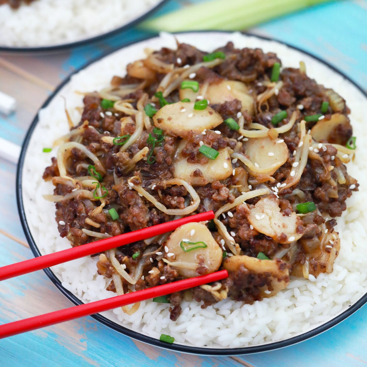 beef chop suey with rice