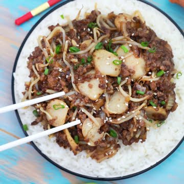 beef chop suey with rice