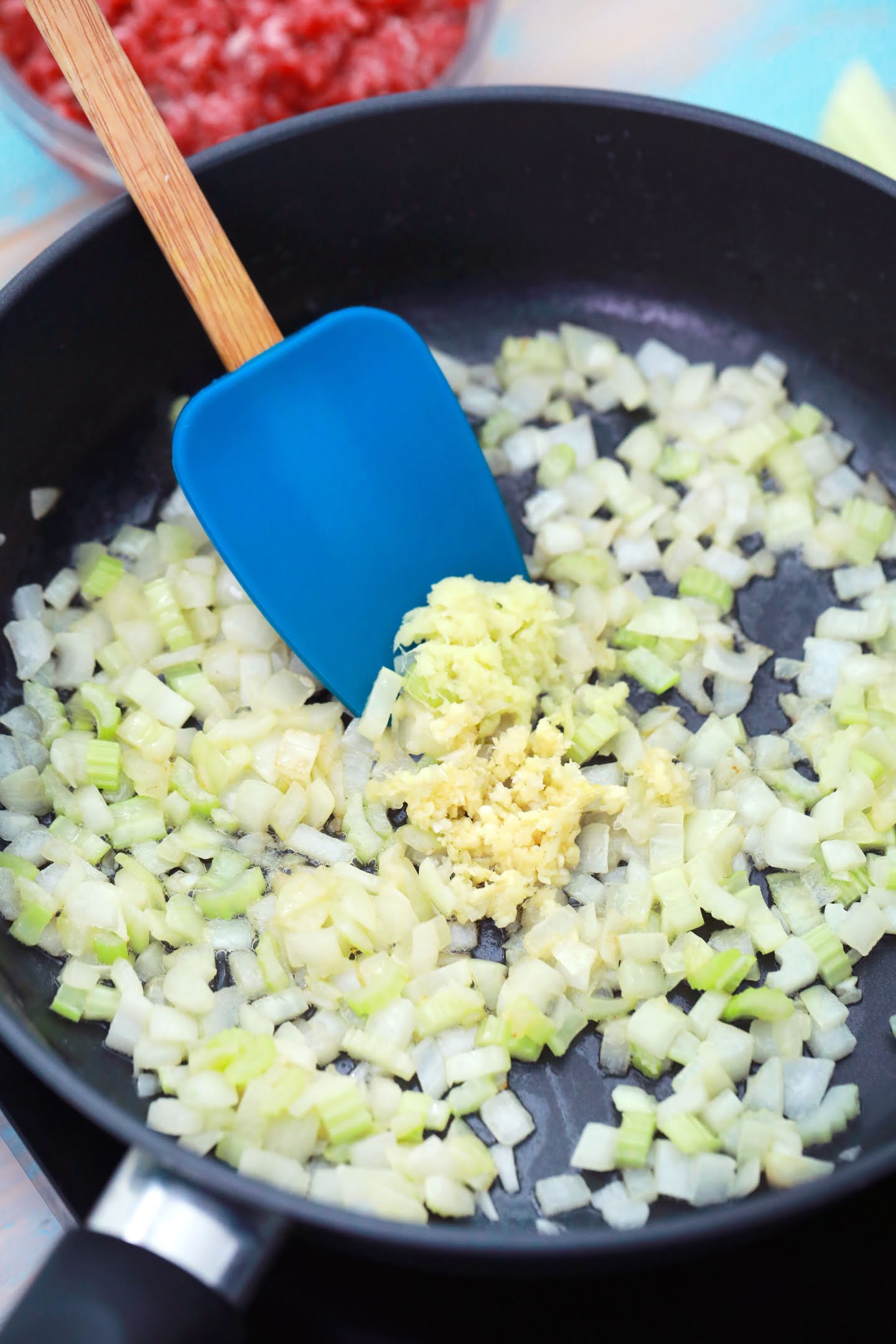 Cooking onion garlic and ginger