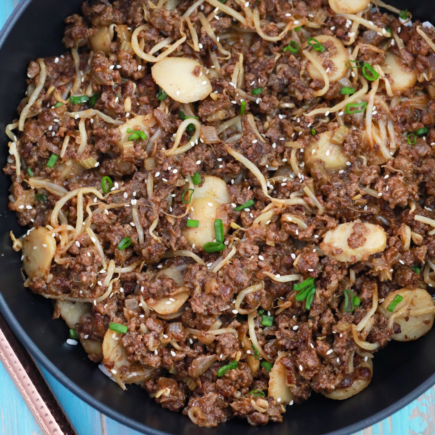 beef chop suey with rice