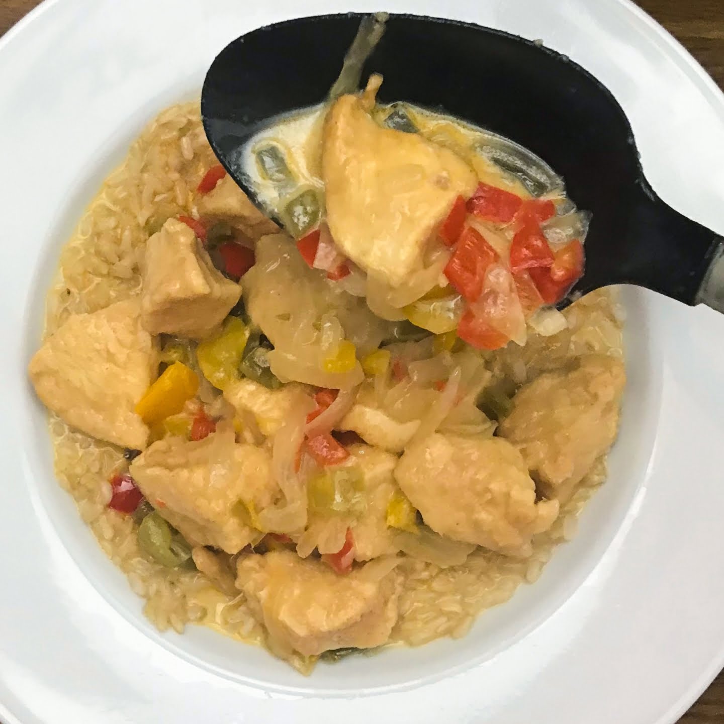 Chicken paprika over rice