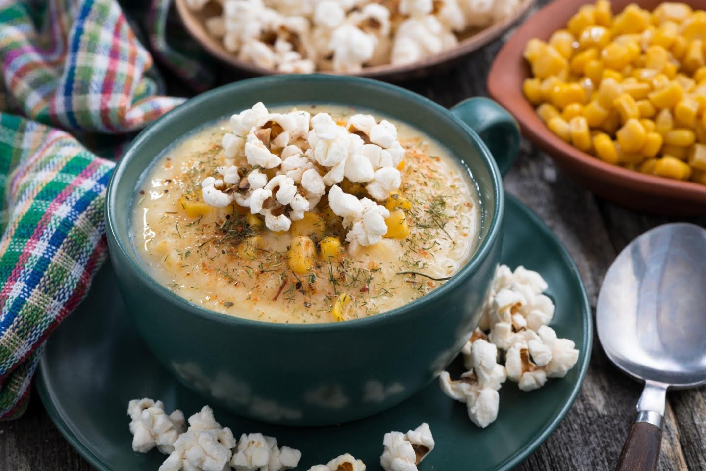 Popcorn soup toppings