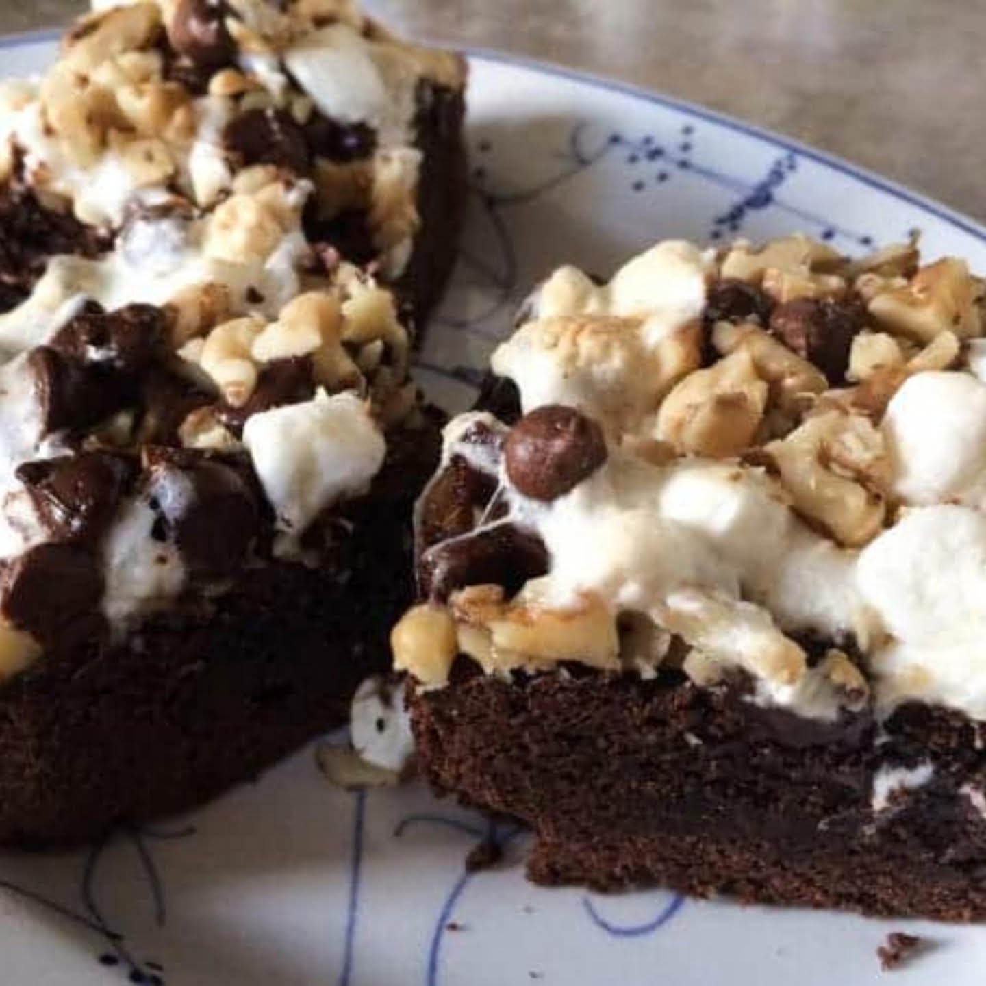 Rich brownies with rocky road topping