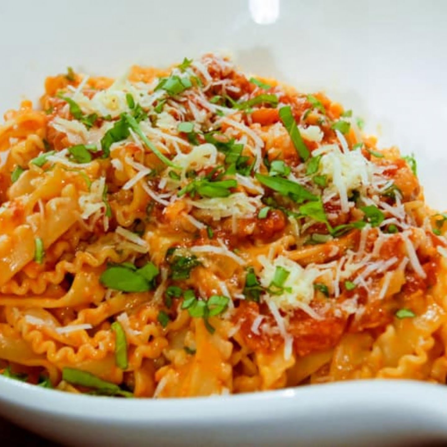 Rich and creamy tomato and basil pasta