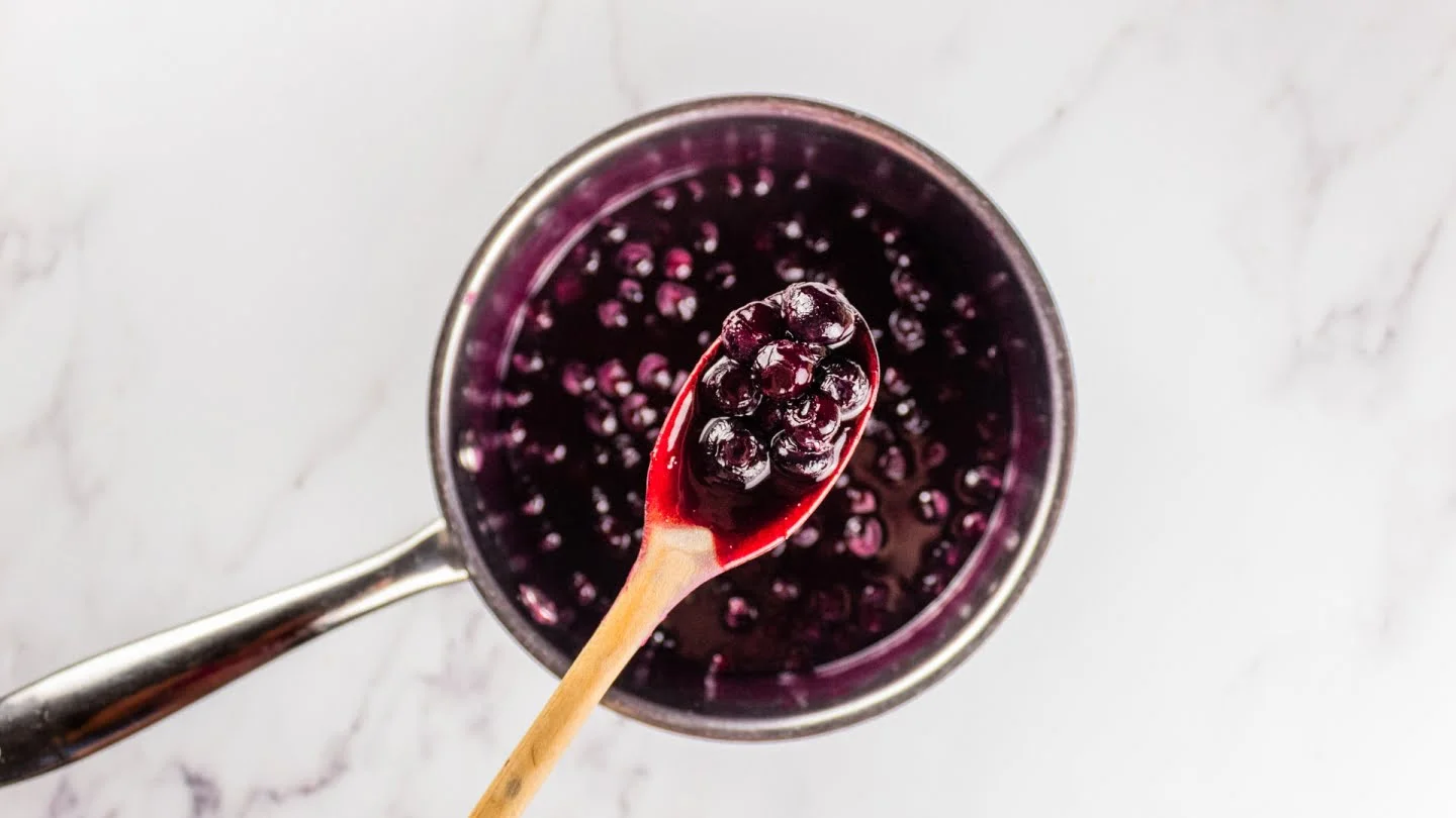 Simmered until thickened Blueberry sauce