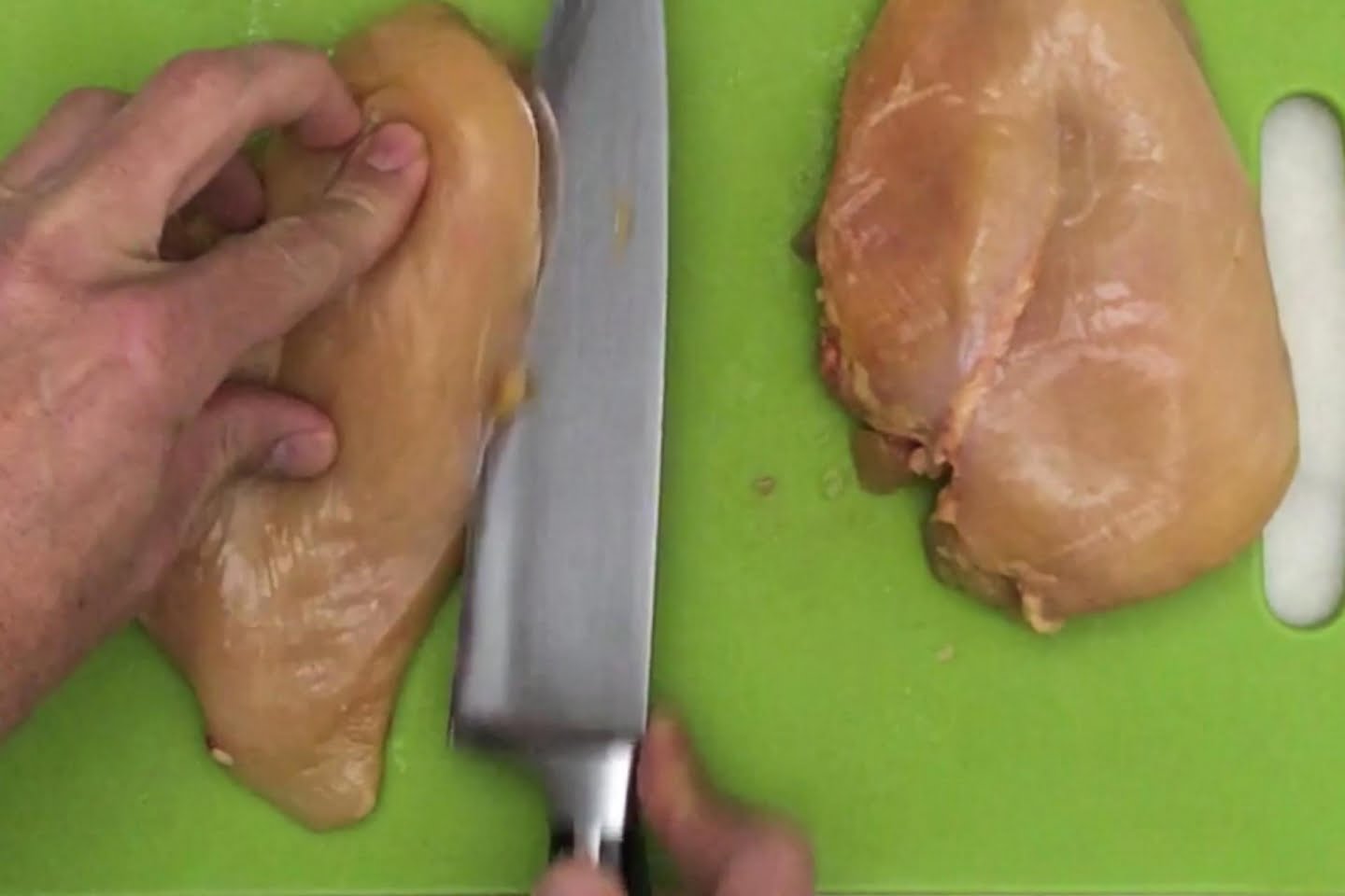 Chicken breast cut in half