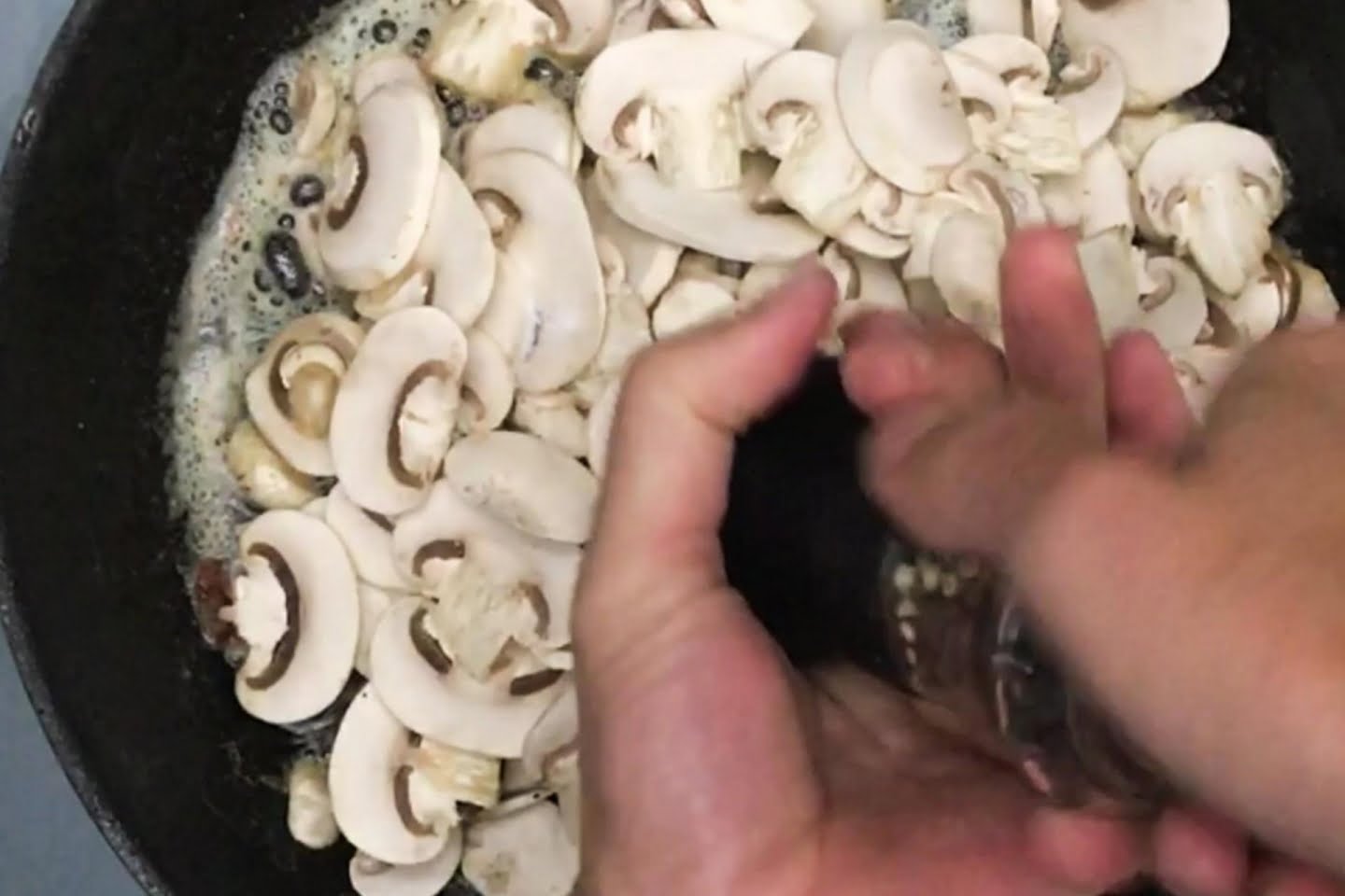 Addition of chopped mushrooms