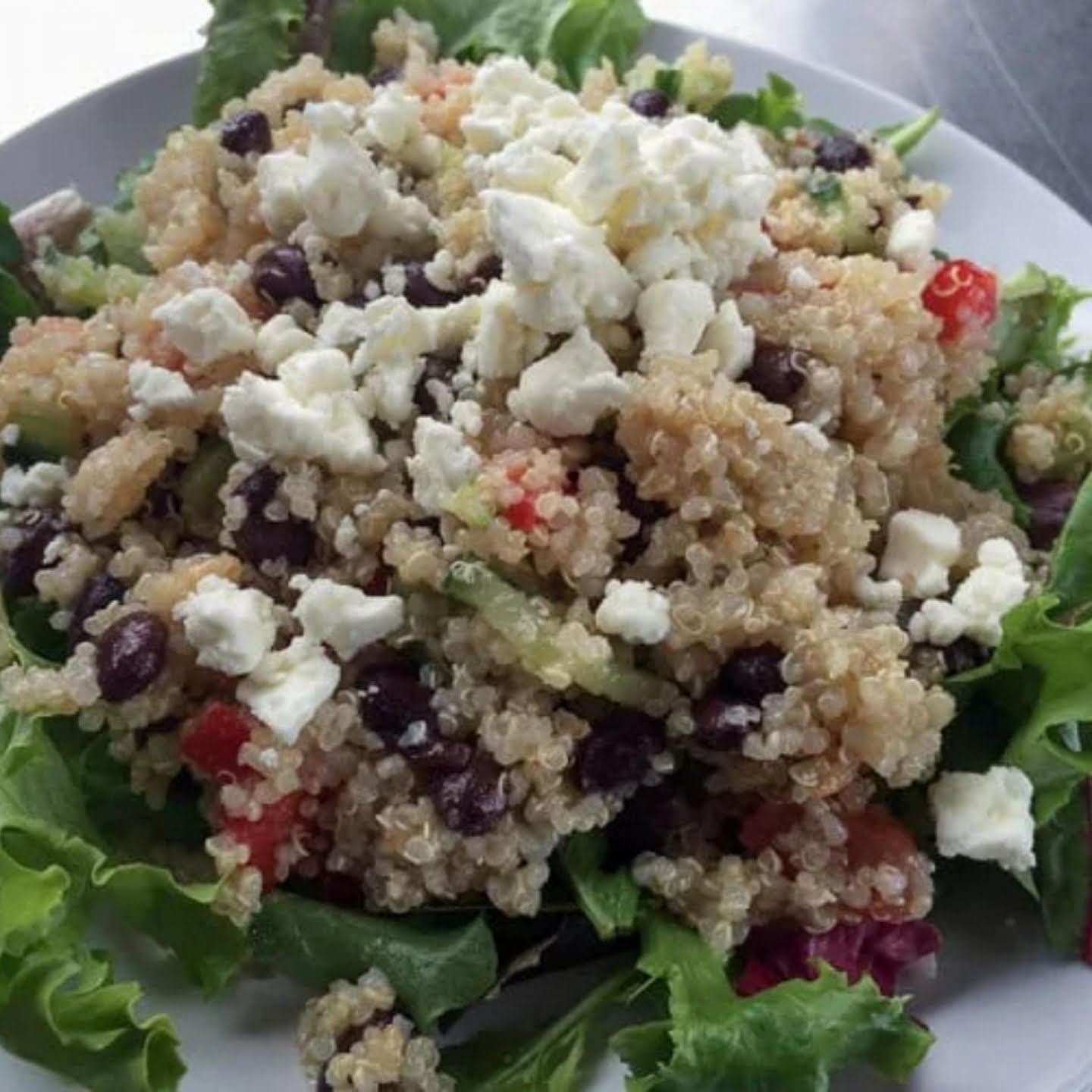 Quinoa Salad With Black Beans, Feta, And Lemon Garlic Dressing