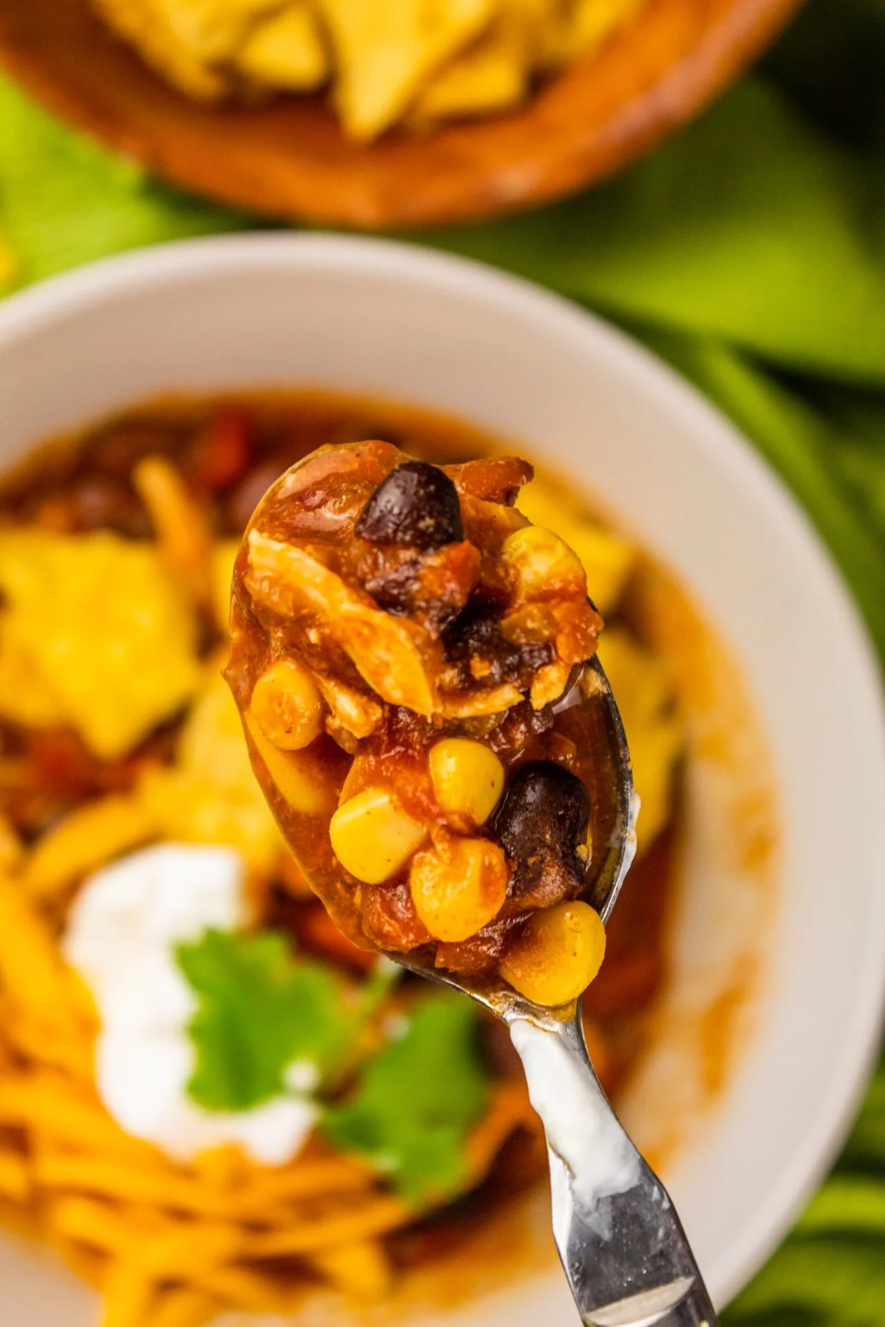 chicken taco soup serving