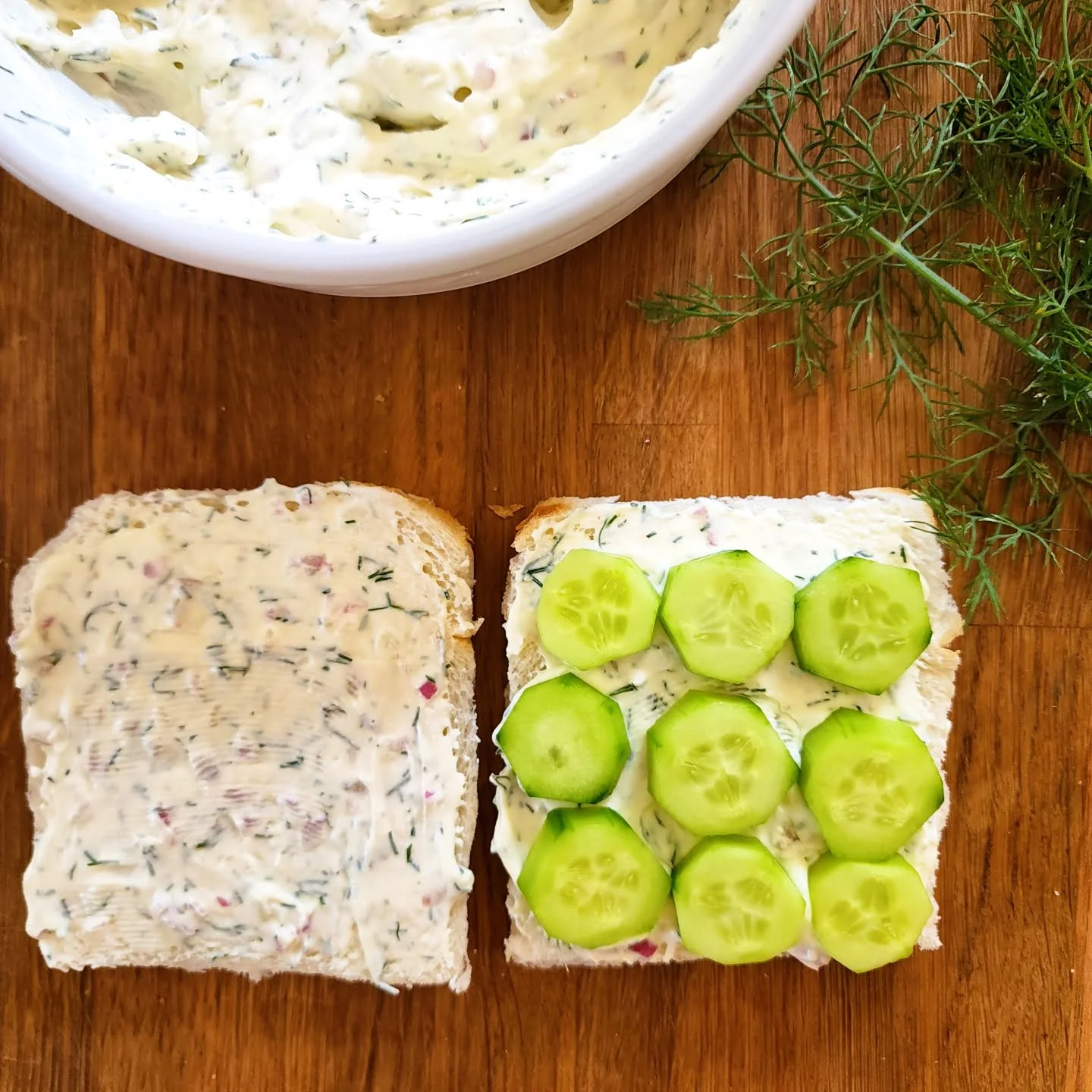 Cucumber on top of bread