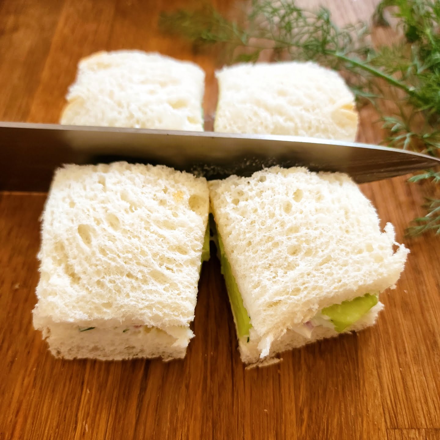 Cucumber sandwiches serving