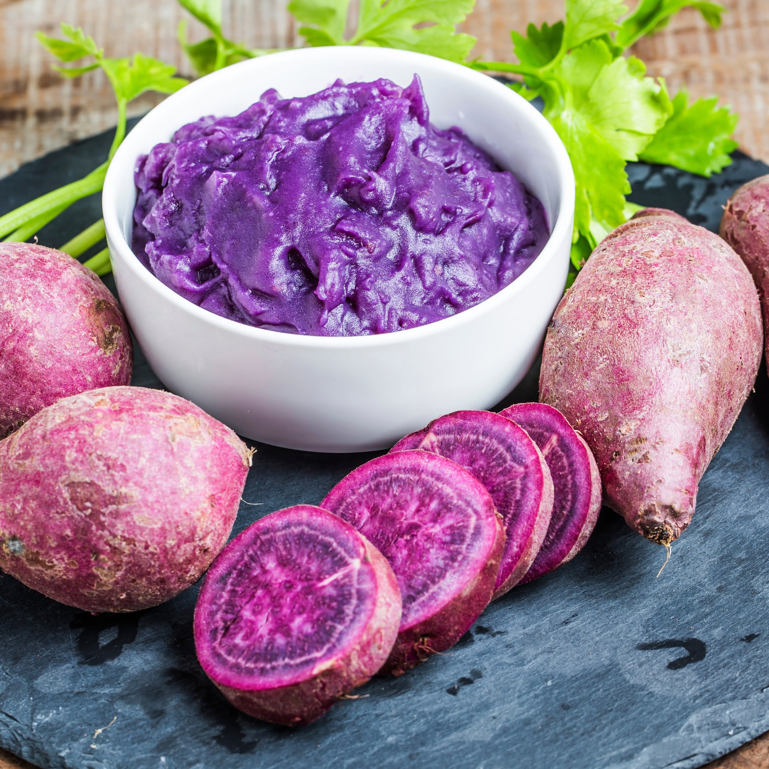 Slow Cooker Purple Mashed Potatoes with baby potatoes