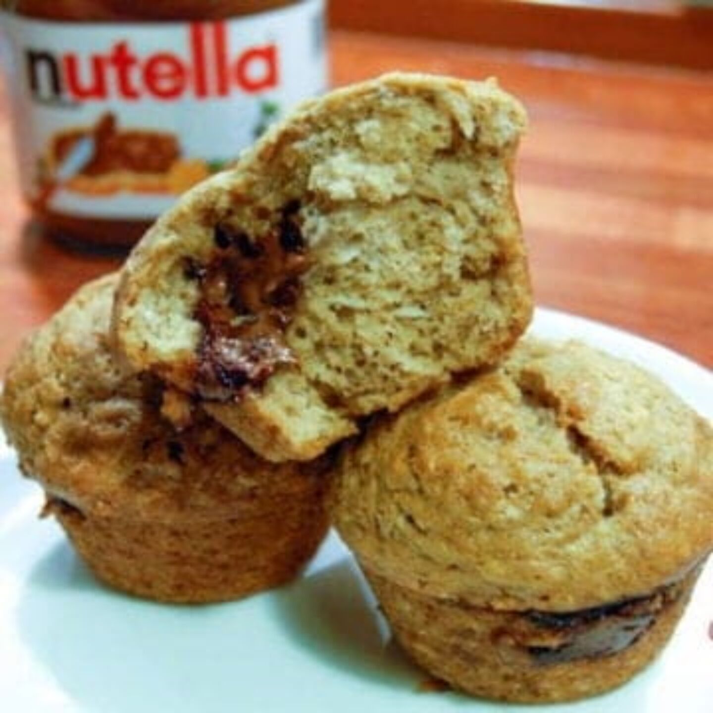 Nutella-stuffed banana bread muffins