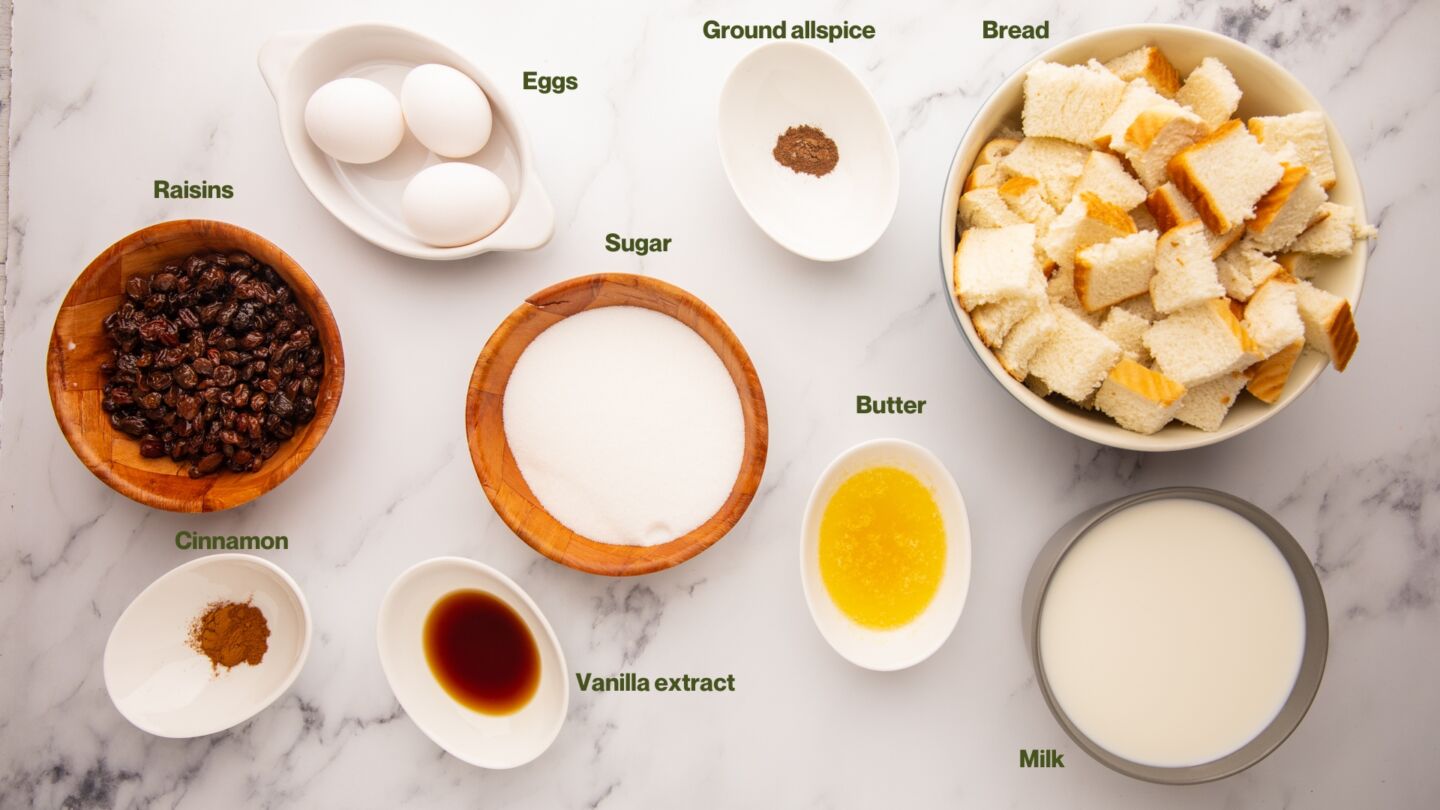 Bread pudding ingredients