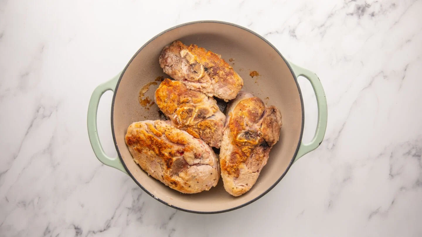 sear the pork shanks for about 2 minutes on each side.