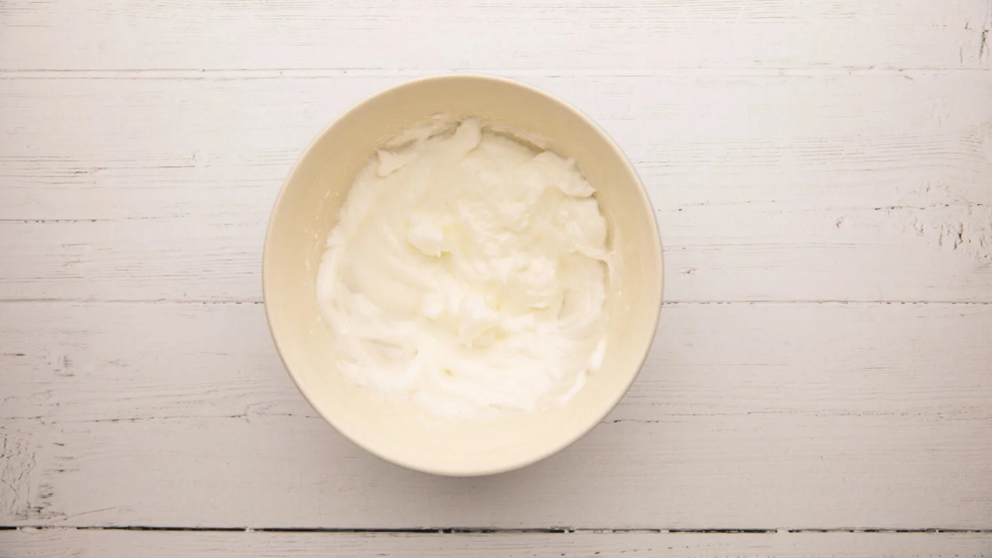 beat the egg whites with a hand mixer until stiff peaks form