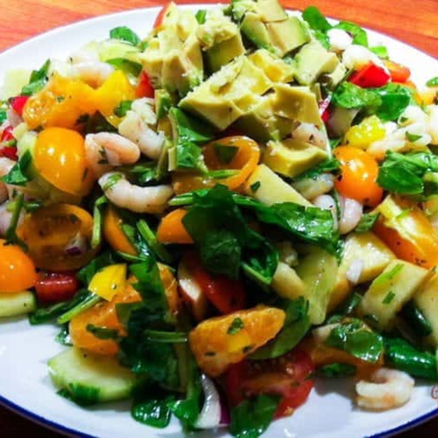 16. Shrimp cilantro orange spinach salad