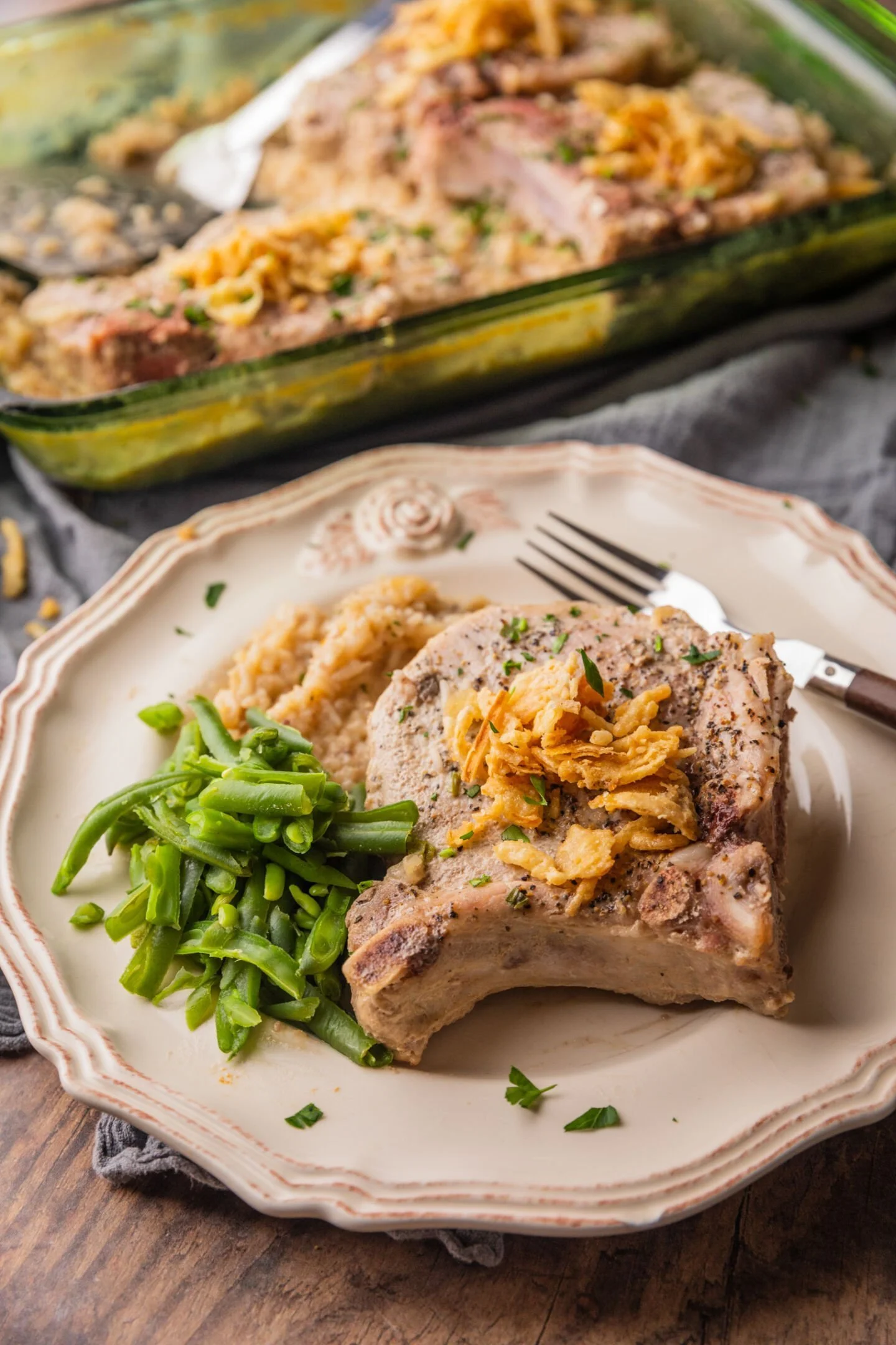 rice with baked pork chops