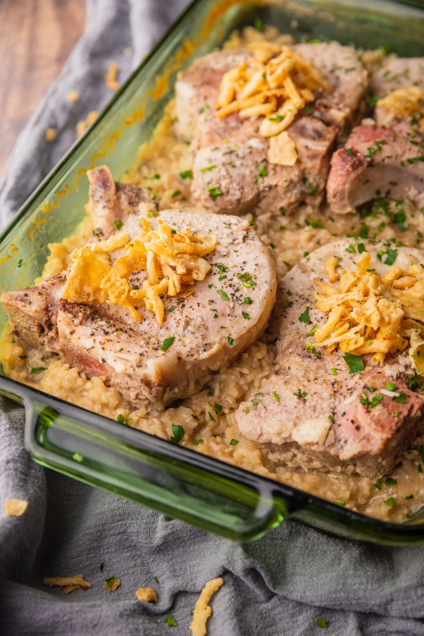 baked pork chops with garnish